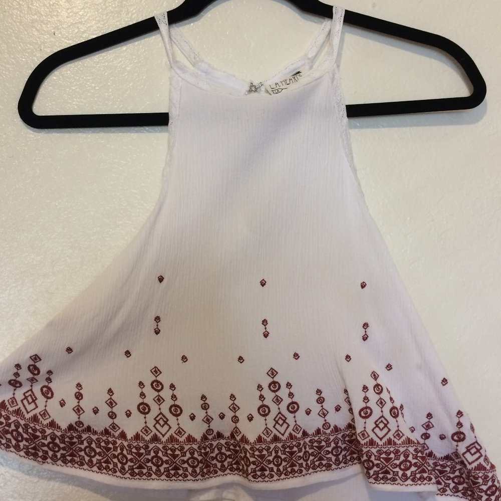 LA Hearts Linen High-Neck Cropped Tank